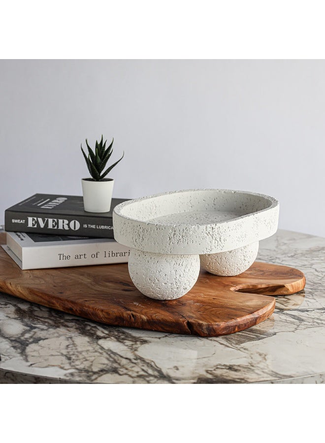 Si Bonne Natural Travertine Stone Round Bathtub Tray with Elevated Double-Leg Base – Bathroom Spa Caddy for Candles, Skincare, Soap and Decorative Display - Image 2